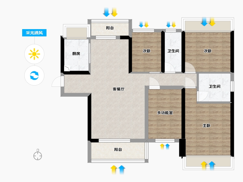 广东省-江门市-新会骏景湾・领誉-93.79-户型库-采光通风