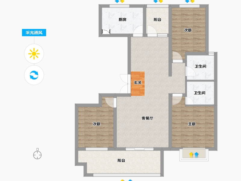 山东省-临沂市-冠亚星城-100.00-户型库-采光通风