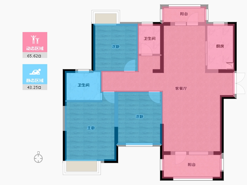 湖北省-仙桃市-蓝天新城-97.28-户型库-动静分区