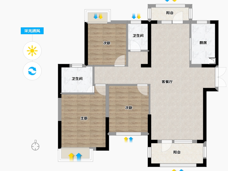 湖北省-仙桃市-蓝天新城-97.28-户型库-采光通风