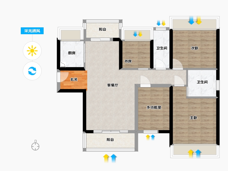 广东省-江门市-嘉骏花园-87.16-户型库-采光通风