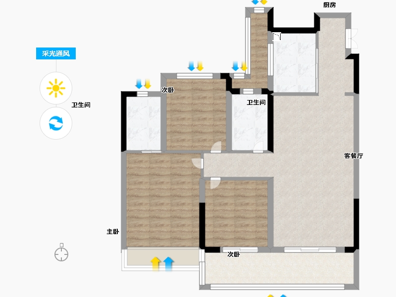 浙江省-温州市-世茂璀璨世家-94.40-户型库-采光通风