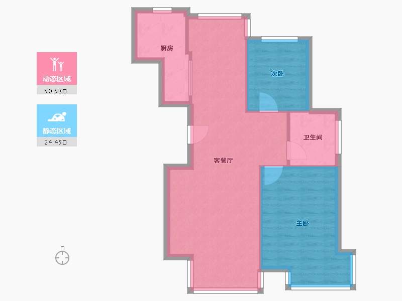 山东省-烟台市-富丽花园-68.05-户型库-动静分区