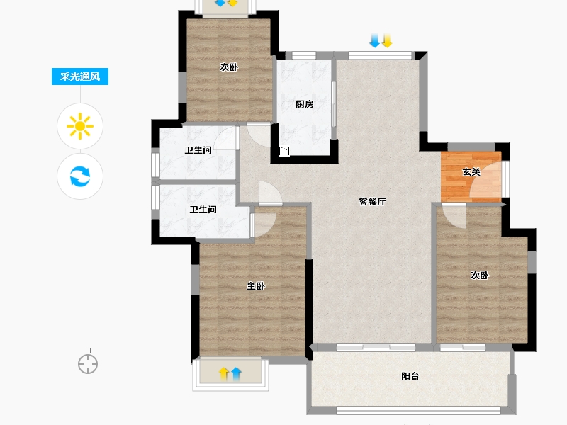 江西省-九江市-中辉御龙湾-96.80-户型库-采光通风