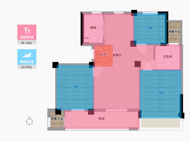 浙江省-衢州市-华达・金茂府-69.58-户型库-动静分区