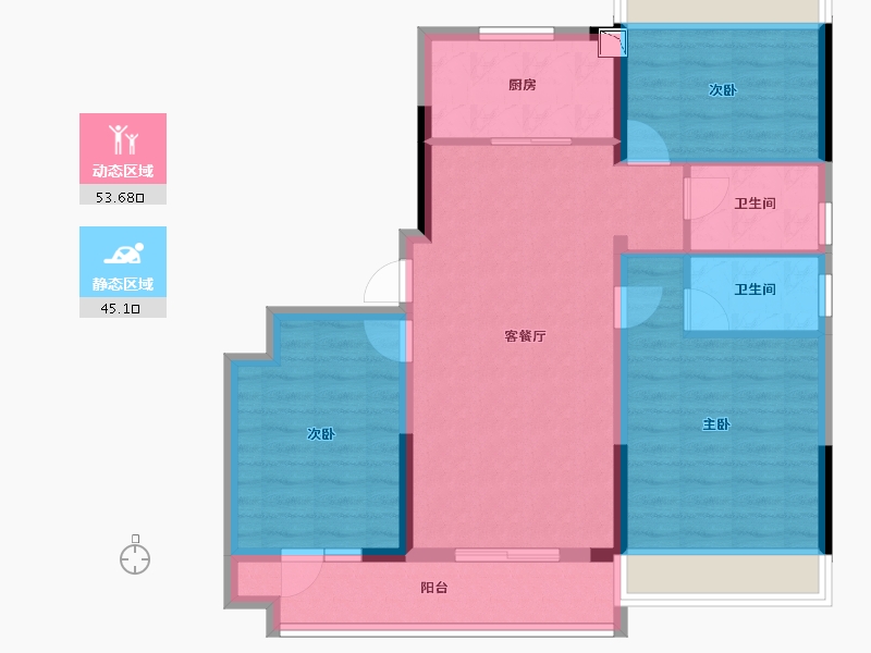 湖北省-孝感市-孝昌县碧桂园时代城-88.51-户型库-动静分区