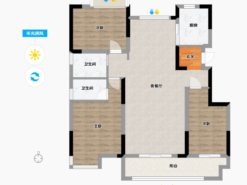 江西省-九江市-锦天府-96.00-户型库-采光通风