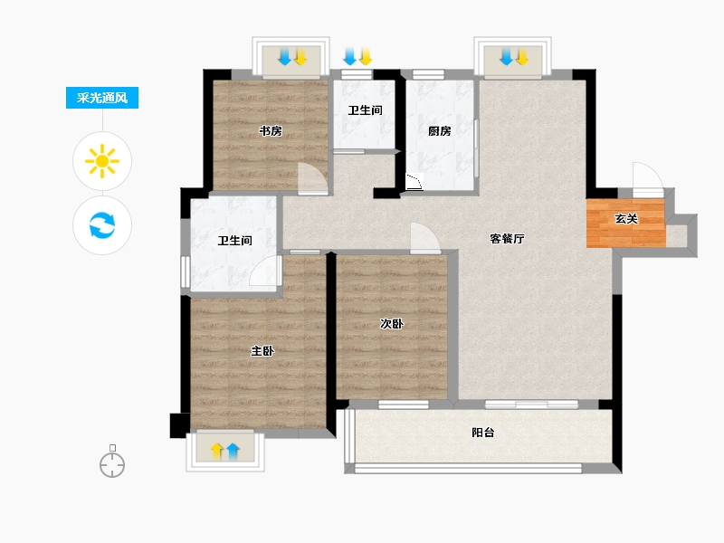 江西省-九江市-赣电荣府-93.61-户型库-采光通风