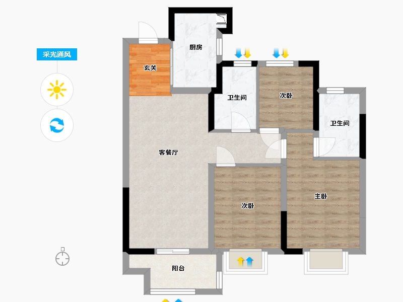 湖北省-武汉市-融创首创九派江山-78.40-户型库-采光通风