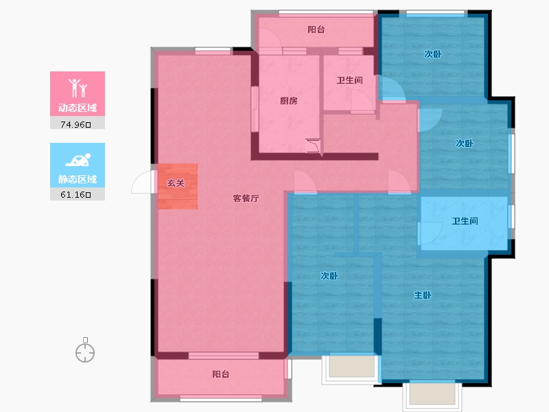 湖北省-武汉市-汉悦府坤�Z-121.18-户型库-动静分区