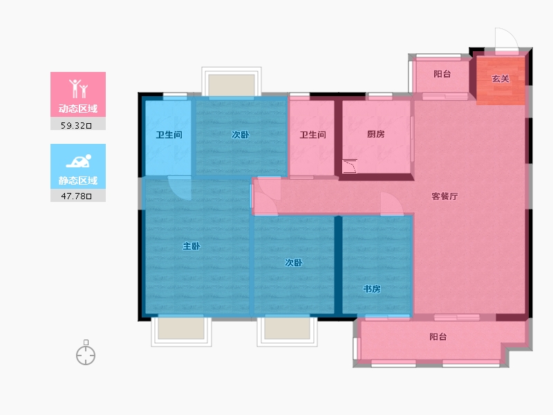 湖北省-武汉市-美的君兰半岛-96.20-户型库-动静分区