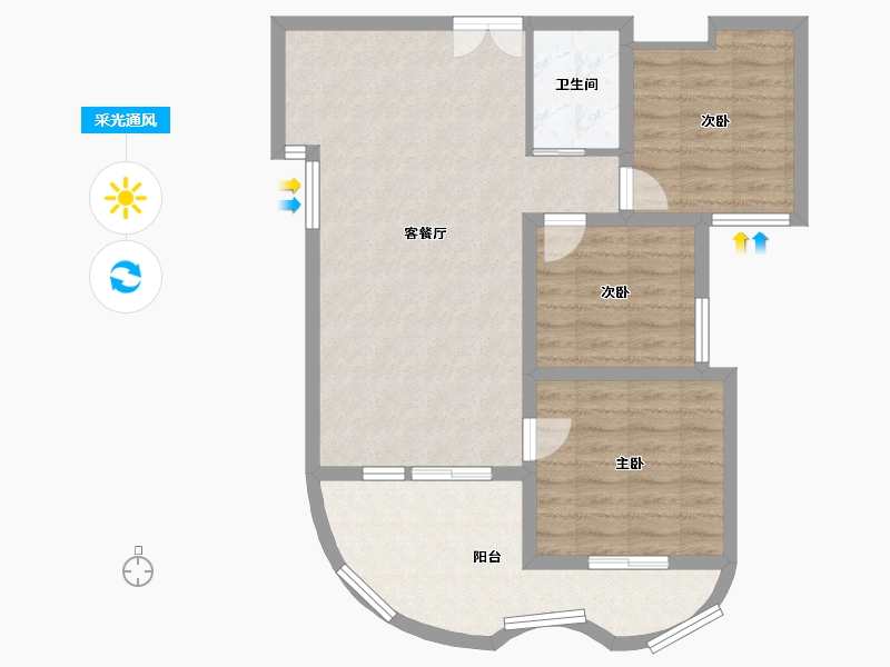 云南省-临沧市-金柏之春-80.72-户型库-采光通风