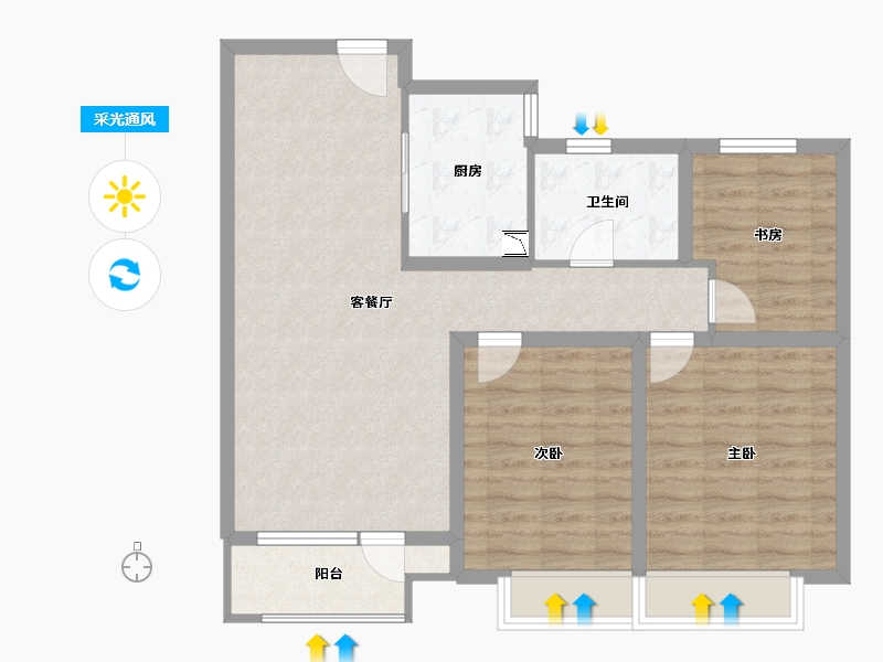 河北省-唐山市-唐颂国际-86.00-户型库-采光通风