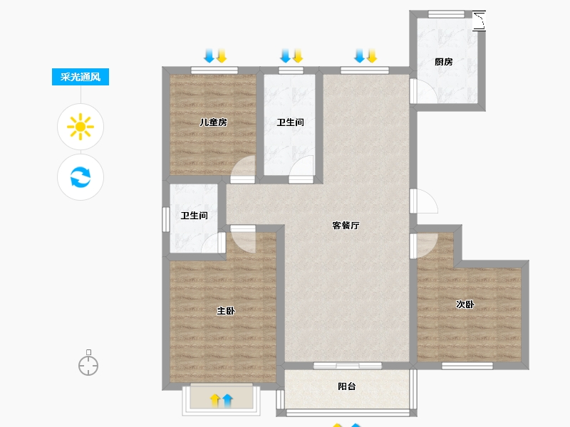 河南省-濮阳市-文昌苑-96.00-户型库-采光通风