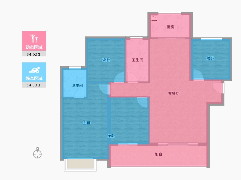 湖南省-株洲市-醴陵亿都时光-107.20-户型库-动静分区