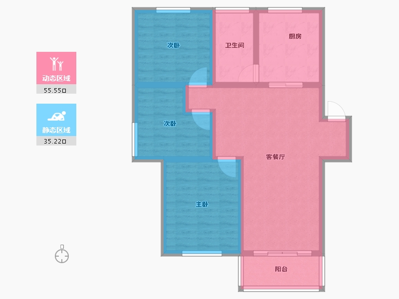 江苏省-苏州市-新升新苑-80.61-户型库-动静分区