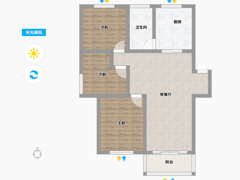 江苏省-苏州市-新升新苑-80.61-户型库-采光通风