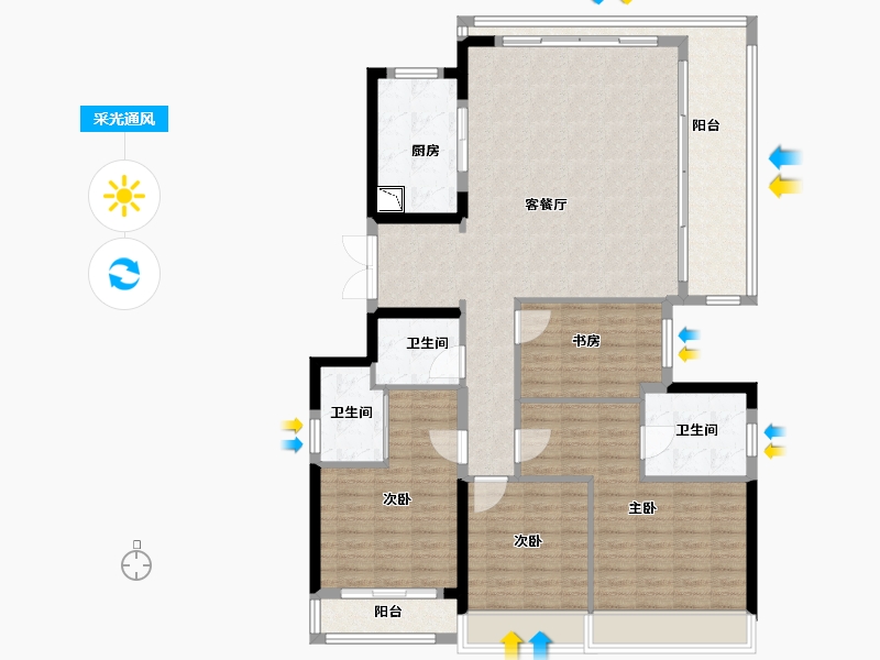 浙江省-温州市-外滩江月湾-136.00-户型库-采光通风