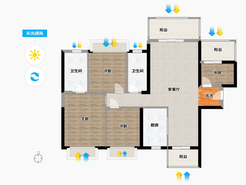 湖南省-衡阳市-中房・美丽白沙-112.62-户型库-采光通风