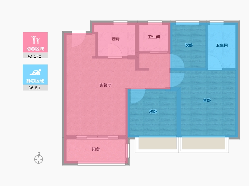 浙江省-温州市-温州万科世纪之光-71.20-户型库-动静分区