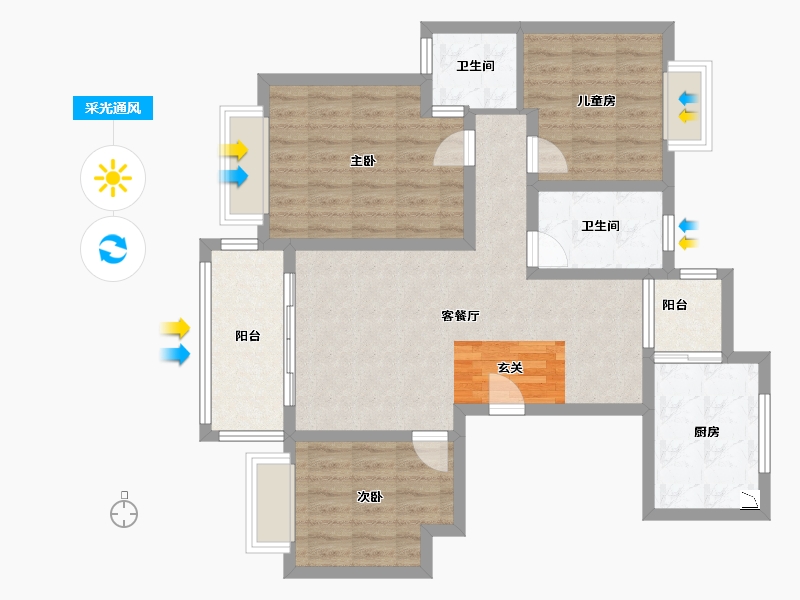 江西省-九江市-汇金华府-88.84-户型库-采光通风