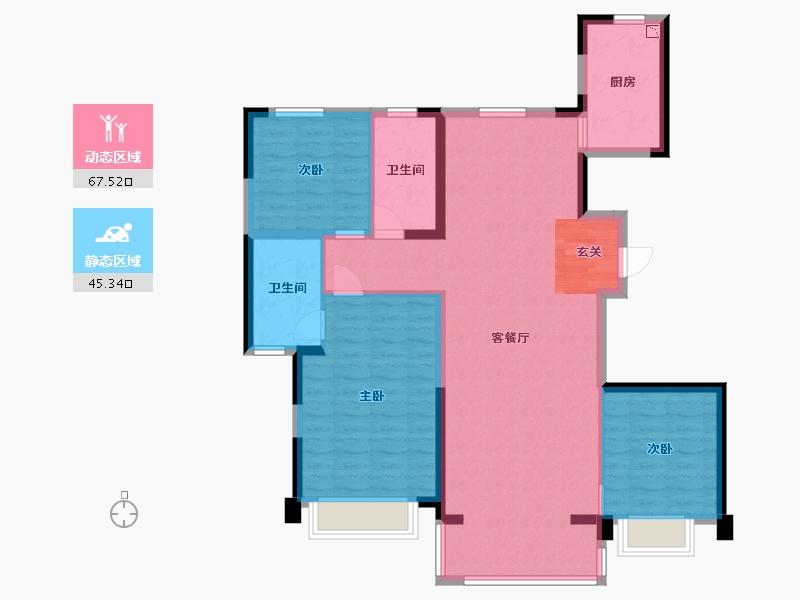 陕西省-西安市-远洋合能枫丹江屿-101.61-户型库-动静分区