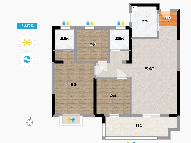 安徽省-宿州市-恒泰・悦�Z府-88.00-户型库-采光通风