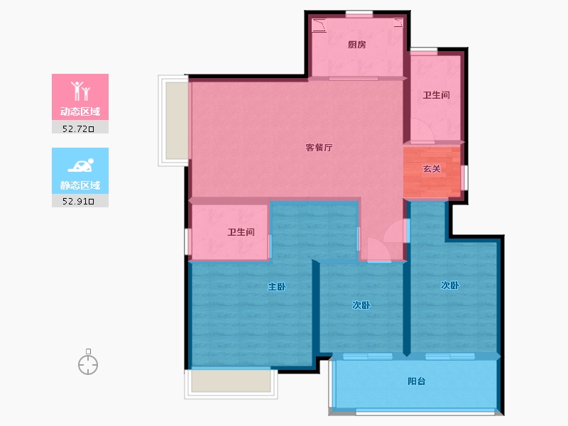 浙江省-舟山市-创世花园-94.40-户型库-动静分区