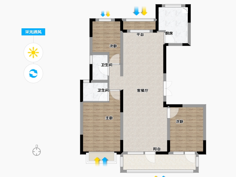 山东省-淄博市-富力万达-112.01-户型库-采光通风