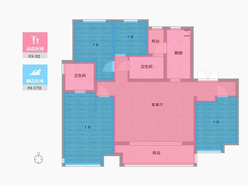 陕西省-西安市-陕建・荣华臻萃府-104.00-户型库-动静分区