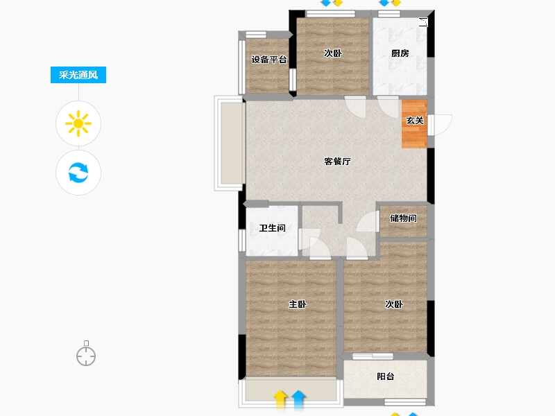 浙江省-舟山市-宋都・悦宸府-74.09-户型库-采光通风