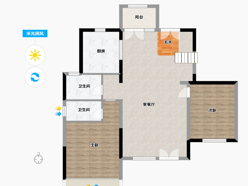 陕西省-宝鸡市-东岭海棠宸景-105.97-户型库-采光通风