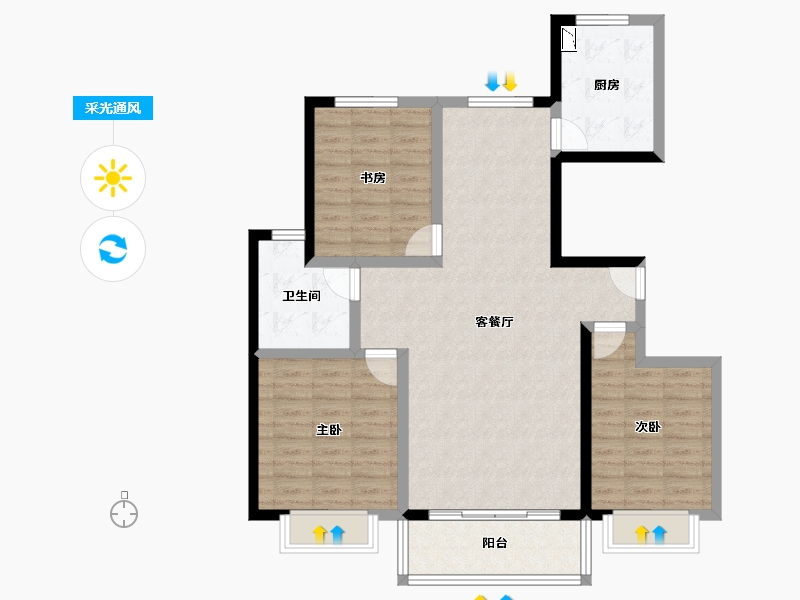 甘肃省-兰州市-永生北玻紫御华府-98.40-户型库-采光通风