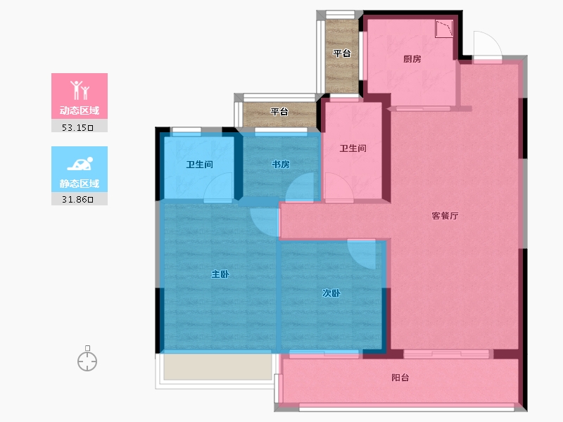 浙江省-温州市-温州龙湖天钜-79.22-户型库-动静分区