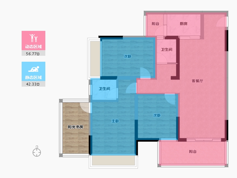 广西壮族自治区-南宁市-冠利幸福苑-95.30-户型库-动静分区