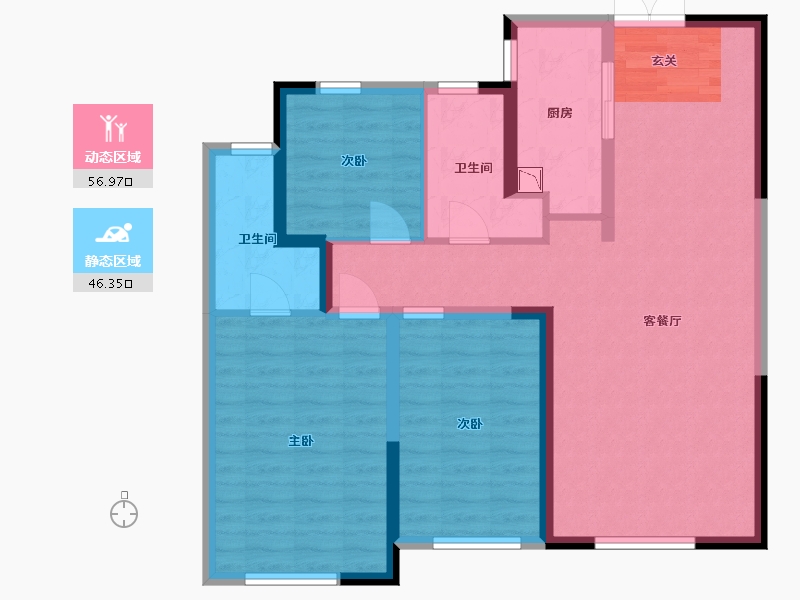 内蒙古自治区-包头市-锦天下-92.37-户型库-动静分区