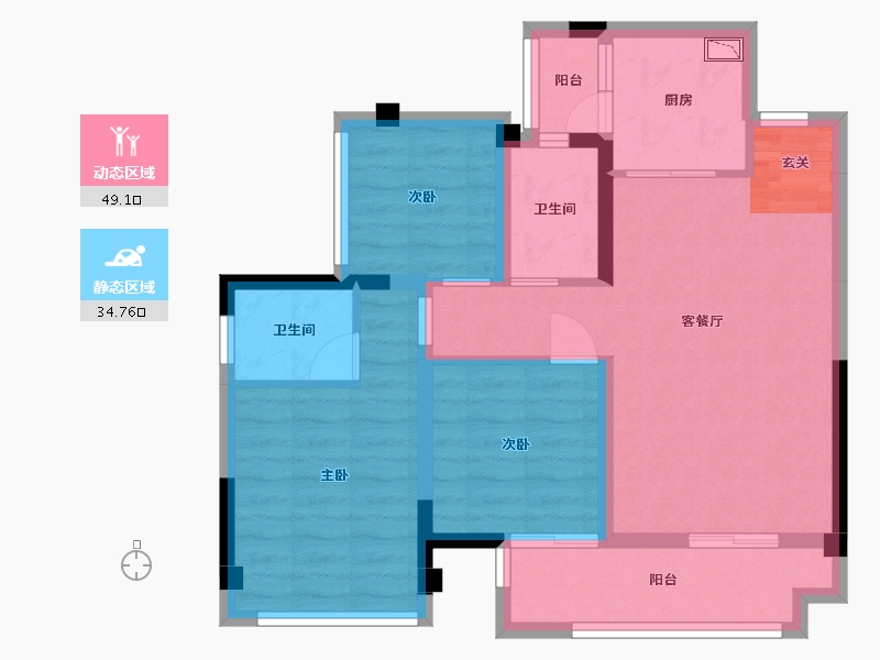 四川省-巴中市-平昌一品・凤凰城-73.66-户型库-动静分区