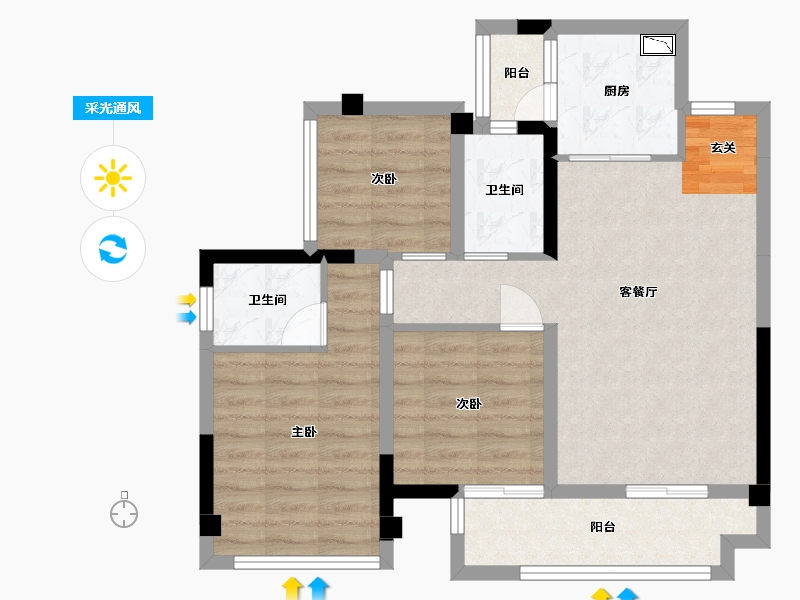 四川省-巴中市-平昌一品・凤凰城-73.66-户型库-采光通风