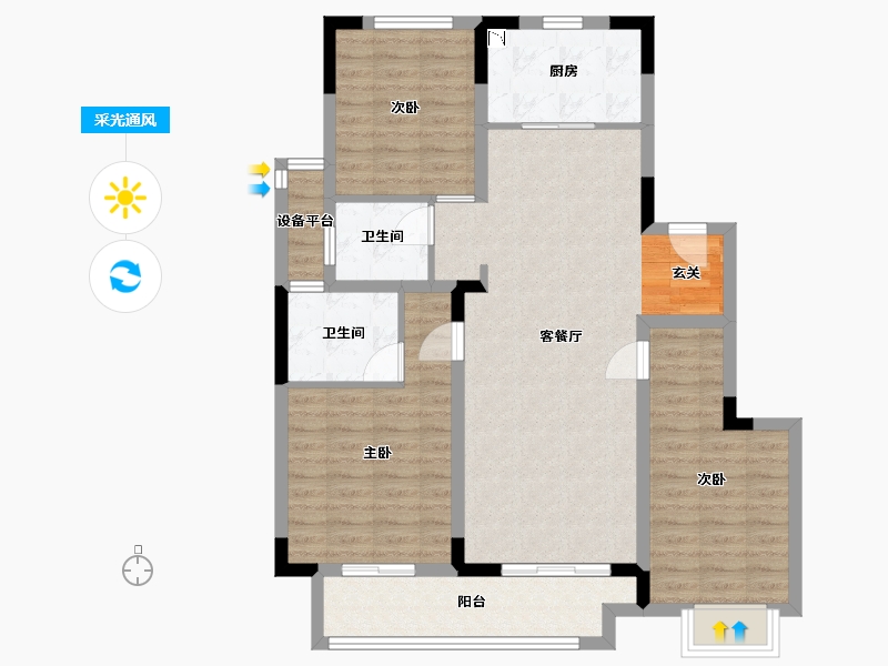 安徽省-蚌埠市-融创山水宸院-96.54-户型库-采光通风