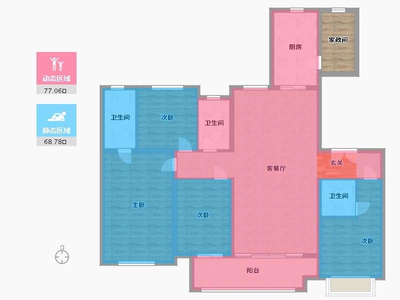 陕西省-榆林市-阳光城璞悦-137.60-户型库-动静分区