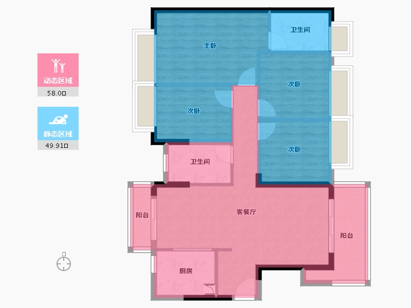 广东省-东莞市-艺境花园-96.76-户型库-动静分区