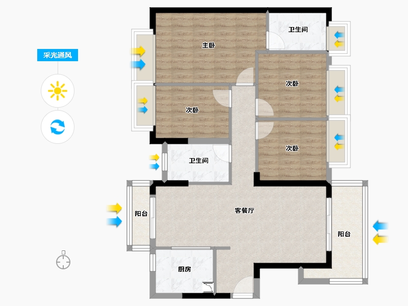 广东省-东莞市-艺境花园-96.76-户型库-采光通风