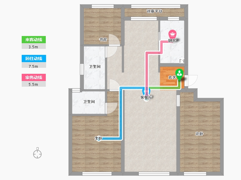 山东省-烟台市-中海万锦公馆-88.80-户型库-动静线