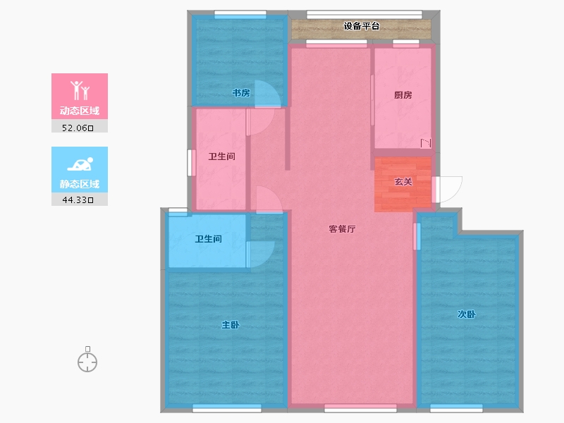 山东省-烟台市-中海万锦公馆-88.80-户型库-动静分区