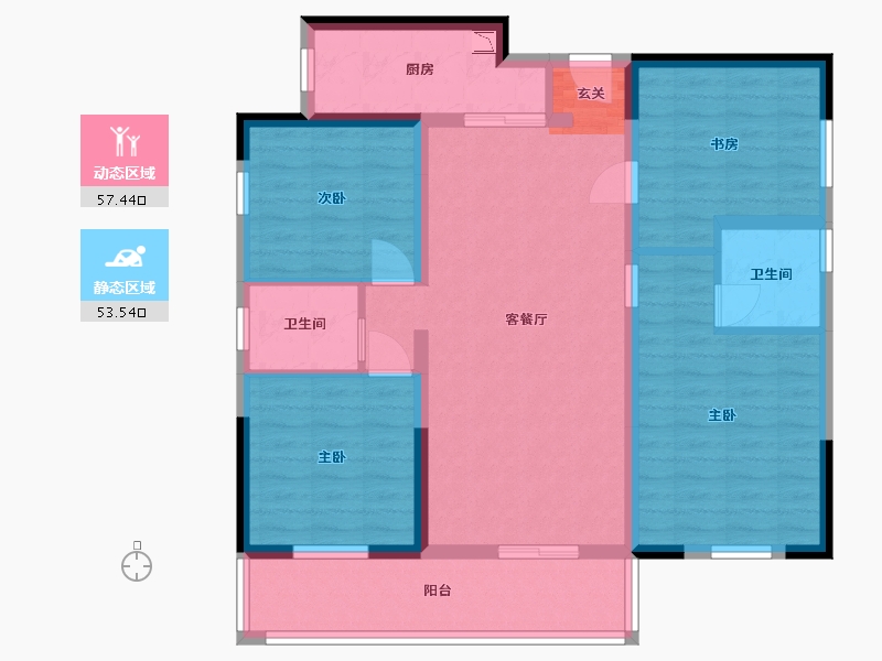 湖南省-长沙市-金富湘江悦城-98.49-户型库-动静分区