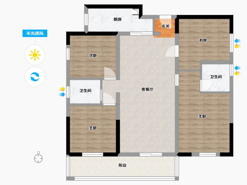 湖南省-长沙市-金富湘江悦城-98.49-户型库-采光通风