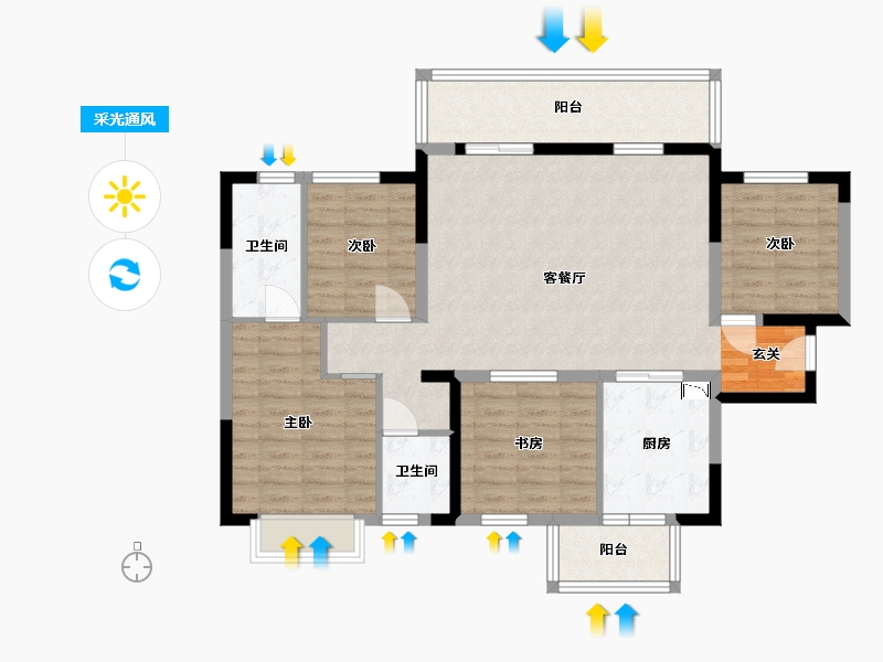 广西壮族自治区-南宁市-银河龙湖.江与城-104.20-户型库-采光通风