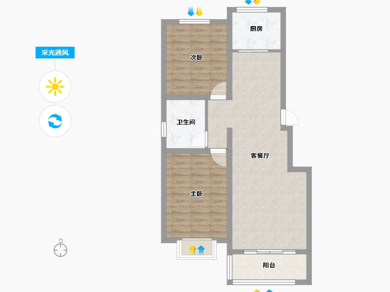 河北省-石家庄市-滨湖颐园-72.66-户型库-采光通风