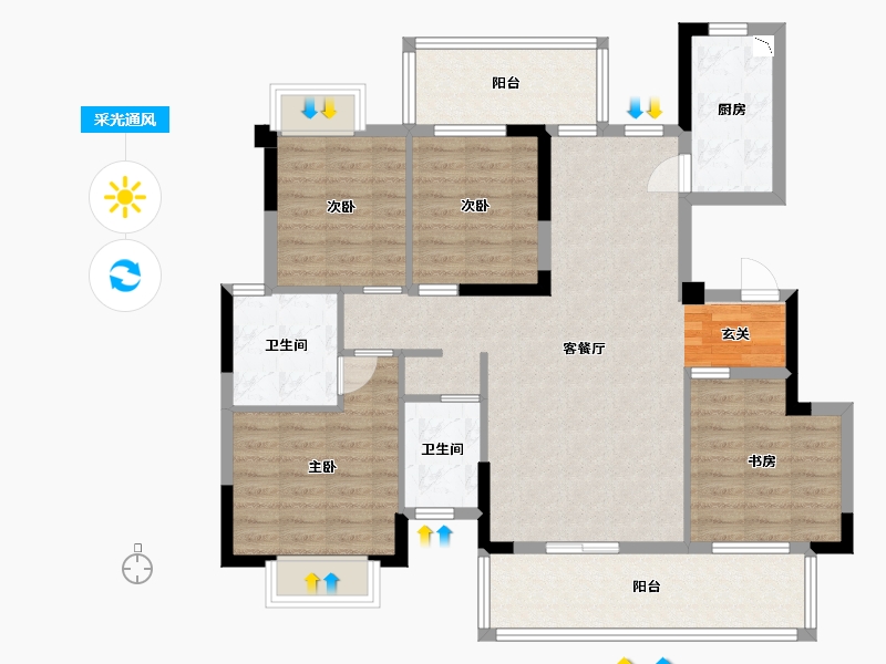 广西壮族自治区-南宁市-安吉大唐世家-106.37-户型库-采光通风