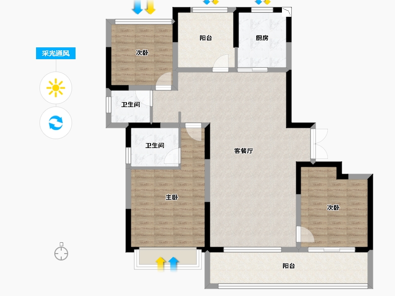 浙江省-宁波市-江山万里七期琅峰-117.57-户型库-采光通风